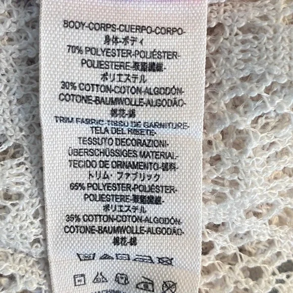 Free People Ivory Lace Pink Lined Babydoll Tank Top Keyhole Back Pom Trim Medium - Picture 7 of 7